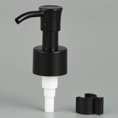28/410 Pompe à huile à distributeur Pompe à lotion en plastique noir et blanc avec pince