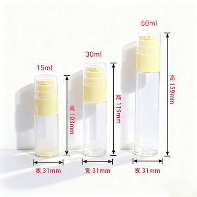 Flacon airless rechargeable de luxe vide en matériau PP, disponible en tailles 15 ml, 30 ml et 50 ml