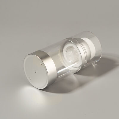 Vente en gros d'usine de bouteille à pompe sans air de luxe vide de 100 ml 150 ml 120 ml ABS AS argent mat brillant UV fournisseur
