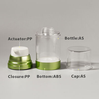 Vente en gros d'usine de bouteille à pompe sans air de luxe vide de 100 ml 150 ml 120 ml ABS AS argent mat brillant UV fournisseur