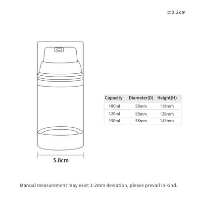 Vente en gros d'usine de bouteille à pompe sans air de luxe vide de 100 ml 150 ml 120 ml ABS AS argent mat brillant UV fournisseur