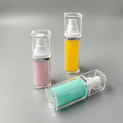 Vente à chaud en gros d'usine de haute qualité 15ml 30ml 50ml Bouteille à vide carré à double couche pour soins personnels