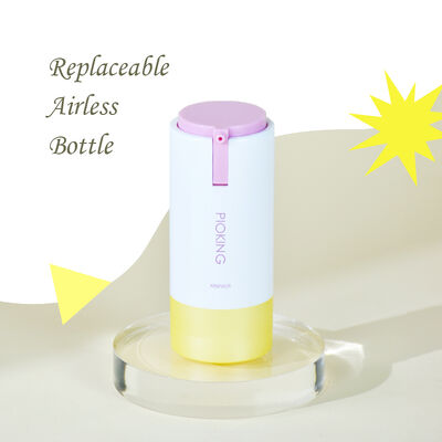 Étiquette privée recyclable 15ml 30ml 50ml Forme ronde Couleur rose violette personnalisée Bouteille de lotion ABS sans air pour emballage de soins de la peau