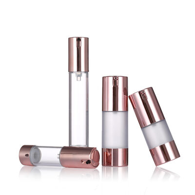 Bouteille de pompe sans air de luxe Rose Gold 15-20 ml Bouteille de lotion sans air ronde Bouteille de sérum