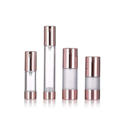 Bouteille de pompe sans air de luxe Rose Gold 15-20 ml Bouteille de lotion sans air ronde Bouteille de sérum