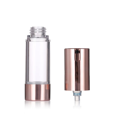 Bouteille de pompe sans air de luxe Rose Gold 15-20 ml Bouteille de lotion sans air ronde Bouteille de sérum