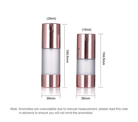 Bouteille de pompe sans air de luxe Rose Gold 15-20 ml Bouteille de lotion sans air ronde Bouteille de sérum