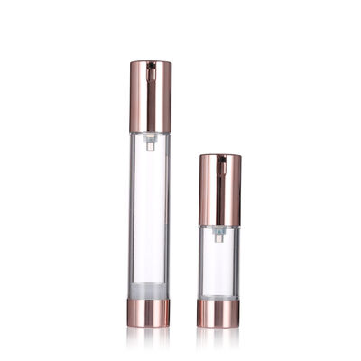 Bouteille de pompe sans air de luxe Rose Gold 15-20 ml Bouteille de lotion sans air ronde Bouteille de sérum