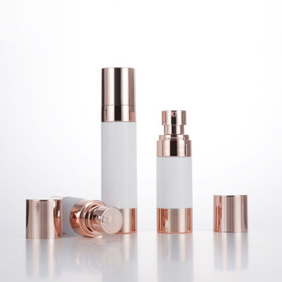 Mini bouteille sans air ronde de lotion de voyage vide 15 ml 30 ml 50 ml bouteille sous vide en or rose