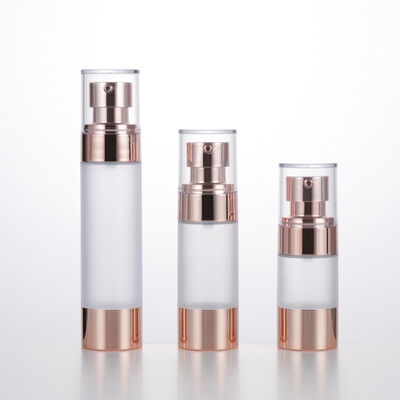 Mini bouteille sans air ronde de lotion de voyage vide 15 ml 30 ml 50 ml bouteille sous vide en or rose
