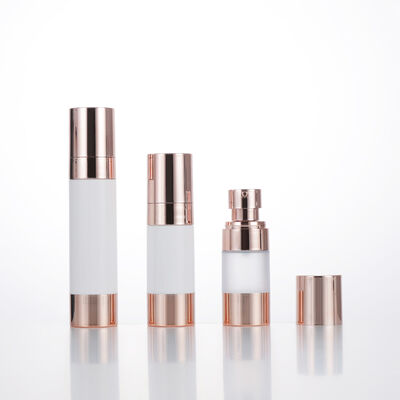 Mini bouteille sans air ronde de lotion de voyage vide 15 ml 30 ml 50 ml bouteille sous vide en or rose