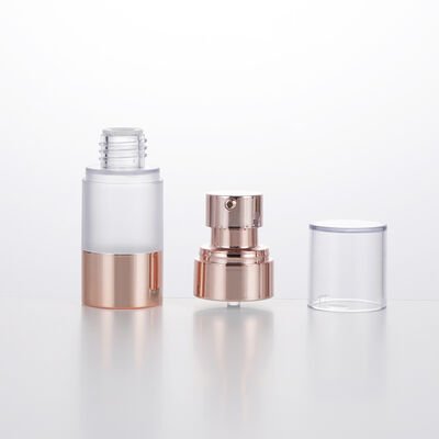 Mini bouteille sans air ronde de lotion de voyage vide 15 ml 30 ml 50 ml bouteille sous vide en or rose