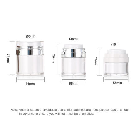 Bottle de pompe sans air en plastique à la crème blanche pour la lotion de nettoyage du visage et le sérum de soins de la peau 50ml/100ml/150ml