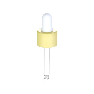 Vis sur la pipette en verre cosmétique de compte-gouttes avec le chapeau en aluminium lisse
