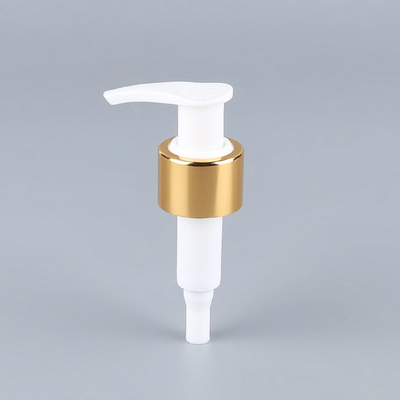 Pompe de lotion de plastique d'or blanc, OEM en aluminium de matériel de pompe de savon de la main 1.2cc