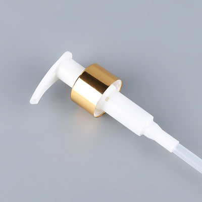 Pompe de lotion de plastique d'or blanc, OEM en aluminium de matériel de pompe de savon de la main 1.2cc